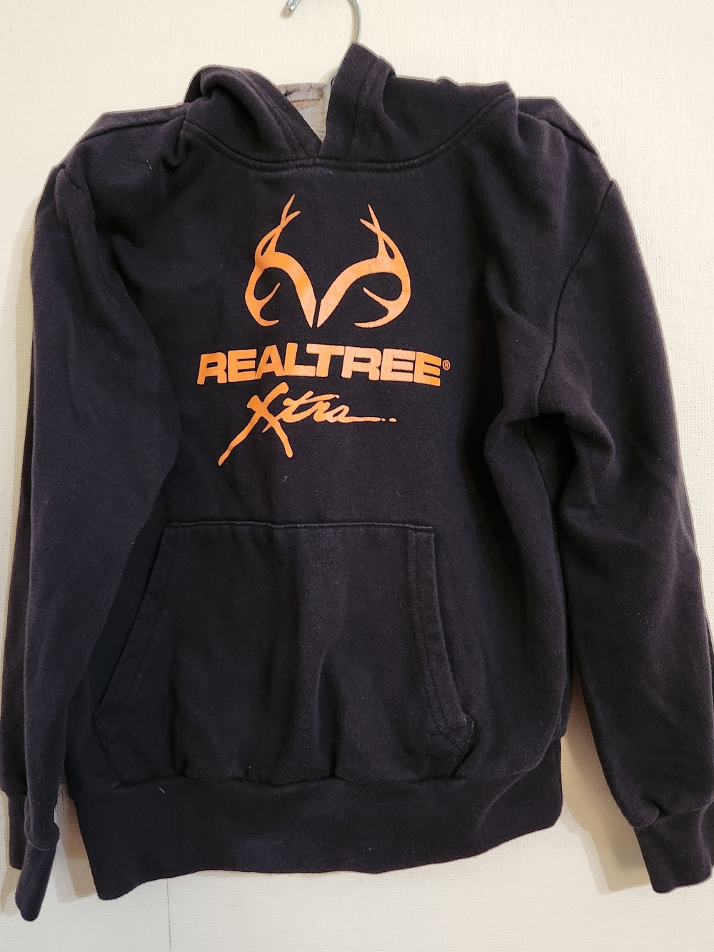 Realtree Black Hoodie with Orange Logo Youth Pullover